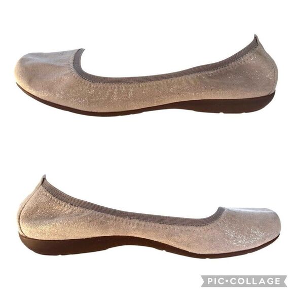 Abeo Tia BIO System Ballet Flats Slip On Golden Metallic Leather Shoes Size 9.5N - Picture 4 of 12